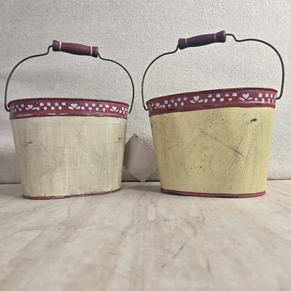Ohio Wholesale Strawberry Decorative Metal Tins Set of 2 Hand Painted Style